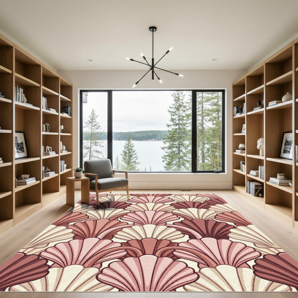 Art Deco Scalloped Shell Blush Rug