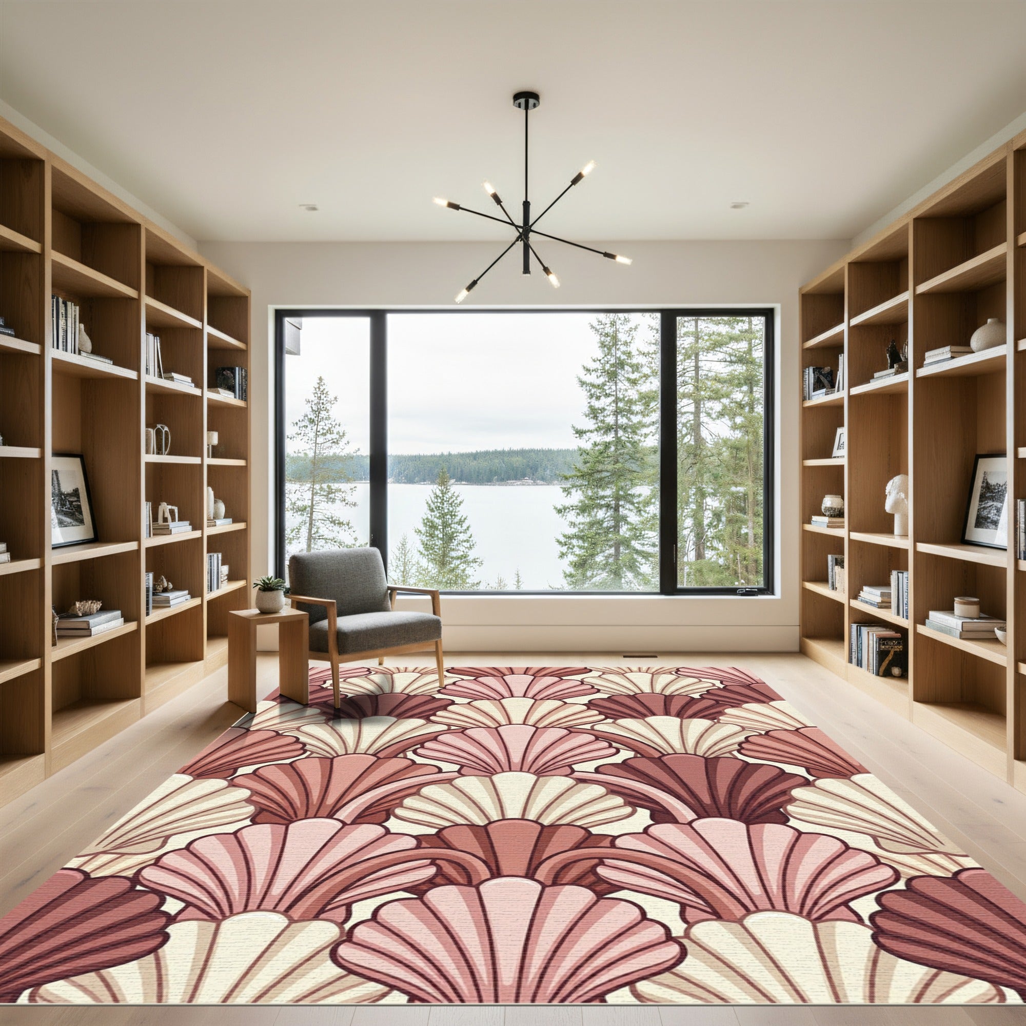 Art Deco Scalloped Shell Blush Rug
