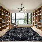 Ornate Scrollwork Mandala Gray Rug