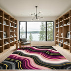 Fuchsia Pink Gold Agate Waves Rug