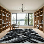 Monochrome Abstract Brush Stroke Rug