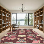 Whimsical Reading Mouse and Book Illustration Rug