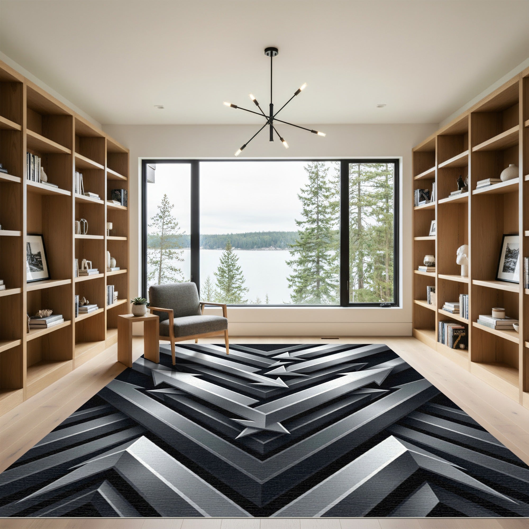 Silver Metallic Arrow Array Rug