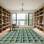 Sage Green Geometric Grid Texture Rug