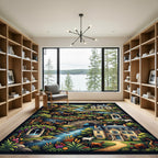Charming Carriage Landscape Garden Art Rug