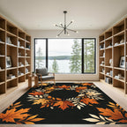 Autumn Maple Leaf Wreath Black Frame Rug
