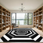 Monochrome Geometric Infinite Octagon Tunnel Rug