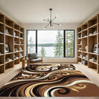 Rich Chocolate Swirl Floral Abstraction Rug