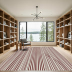 Rich Burgundy Cream Vertical Lines Rug