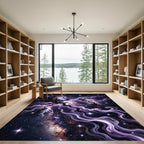 Ethereal Purple Cosmic Nebula Swirl Rug