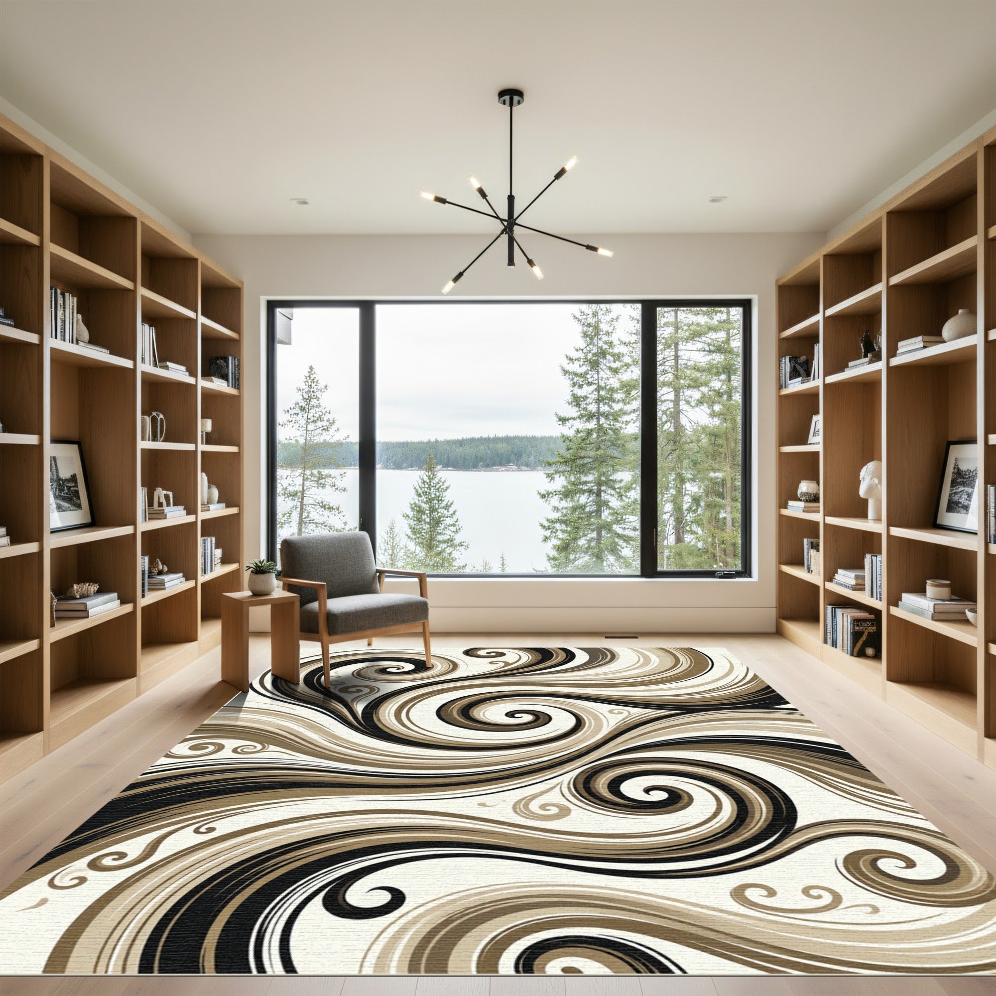 Bold Earth Tone Swirl Composition Rug
