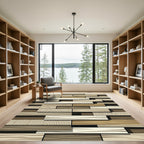 Neutral Wood Plank Patchwork Texture Rug