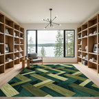 Green Wood Plank Weave Rug
