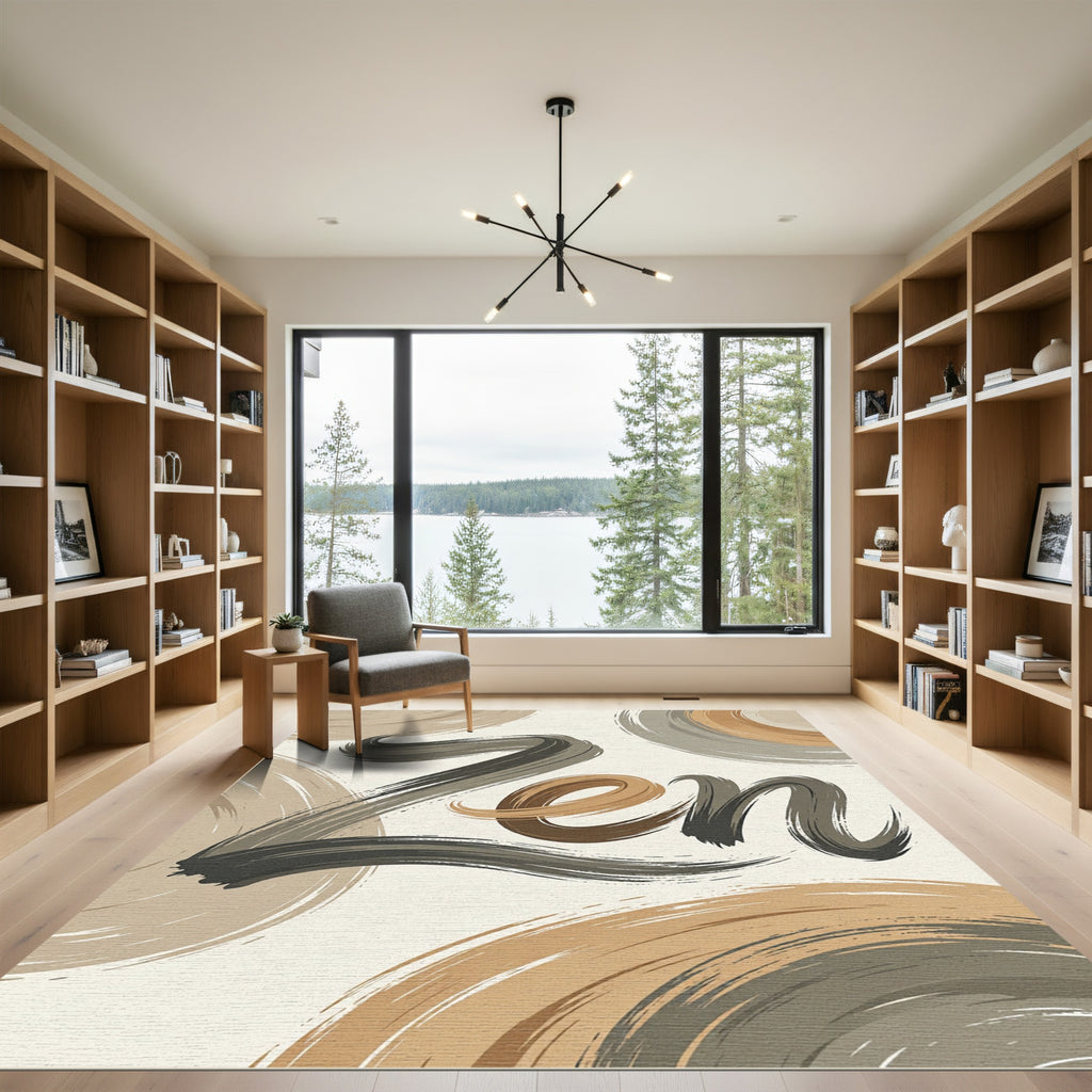Earth Tones Brushstroke Swirl Zen Rug