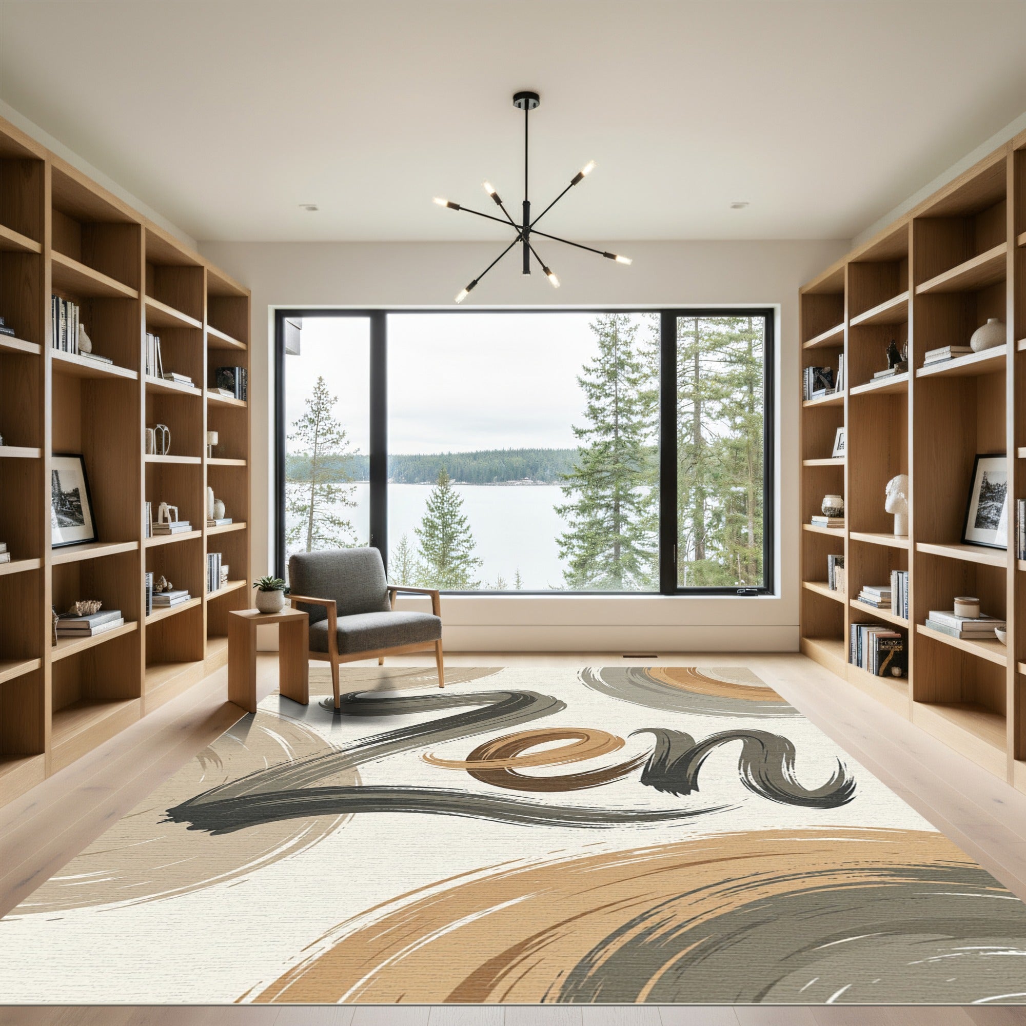 Earth Tones Brushstroke Swirl Zen Rug