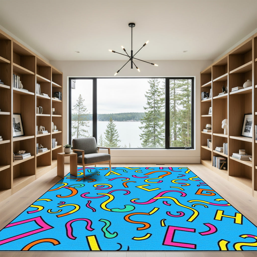 Retro Geometric Confetti Shapes Rug