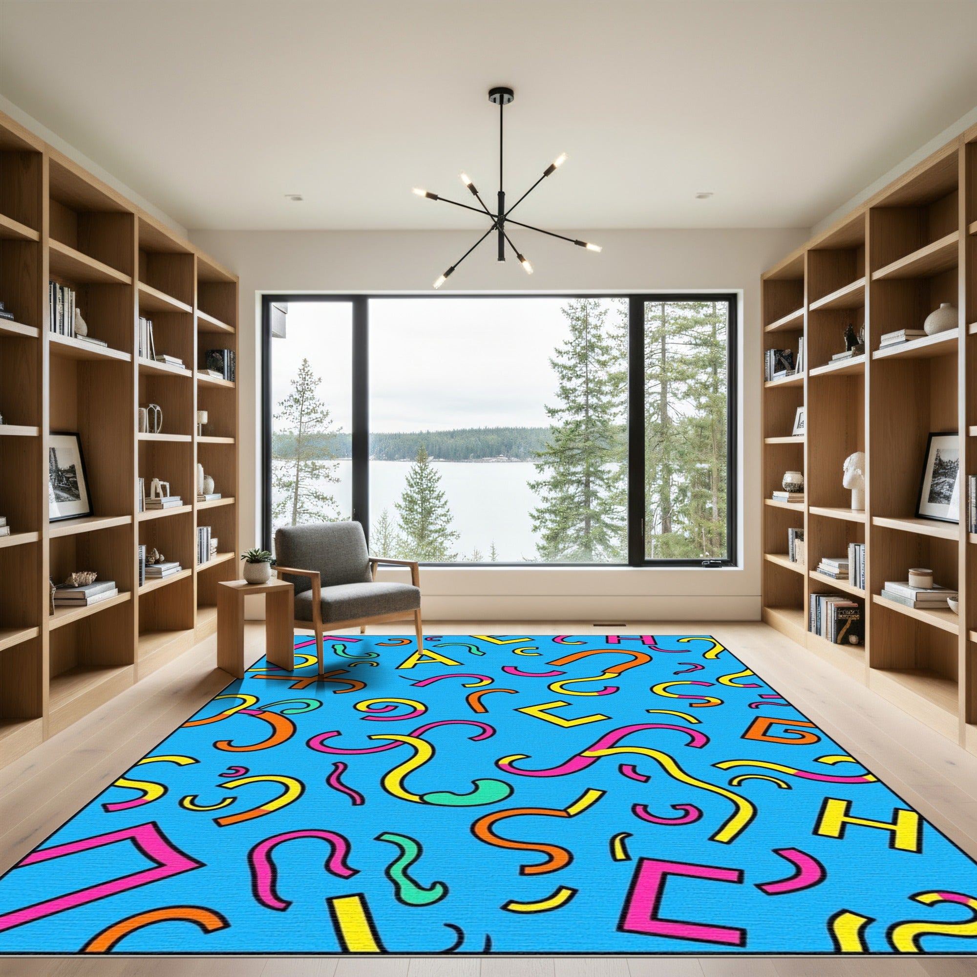 Retro Geometric Confetti Shapes Rug