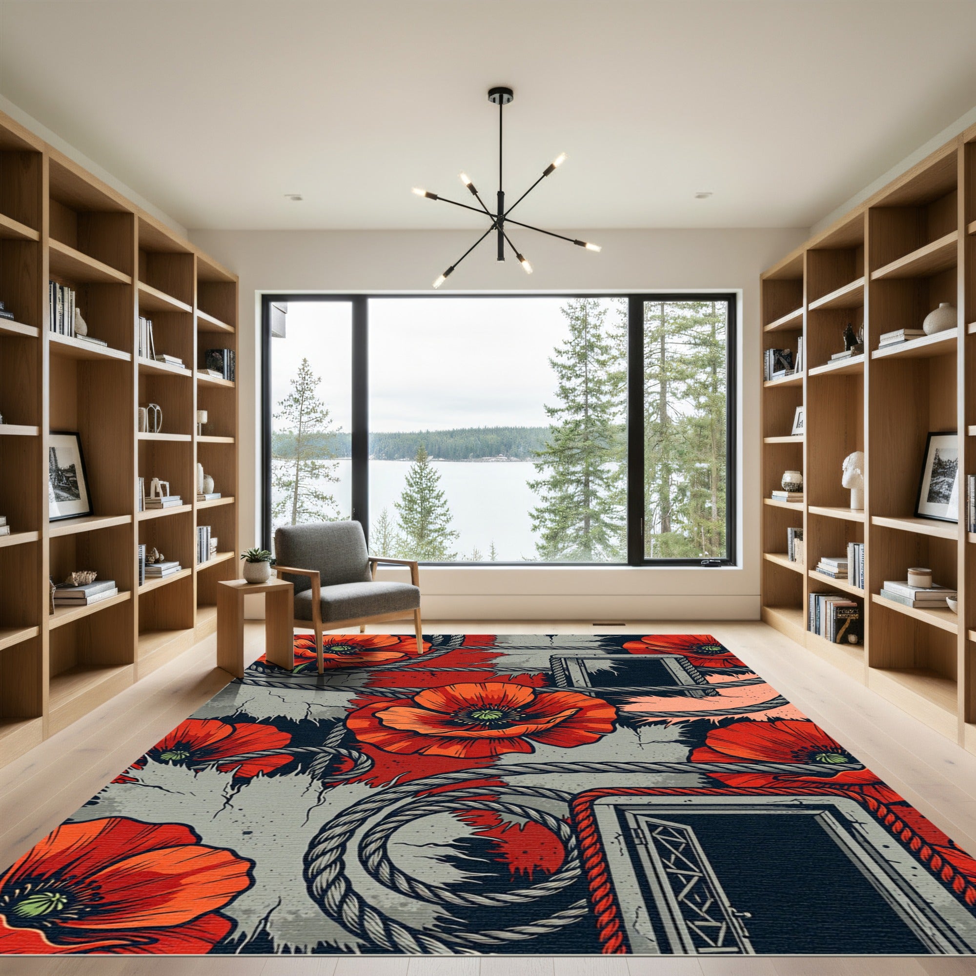 Bold Red Poppy Doorway Rope Rug