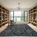 Silver Ornate Arabesque Interwoven Entwined Geometric Rug