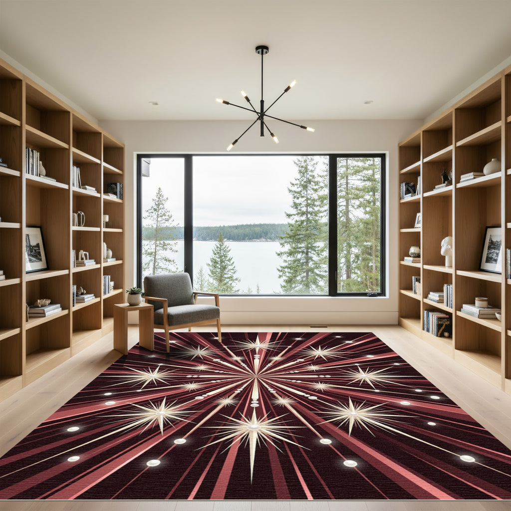 Crimson Starburst Radiant Pearl Radiance Rug