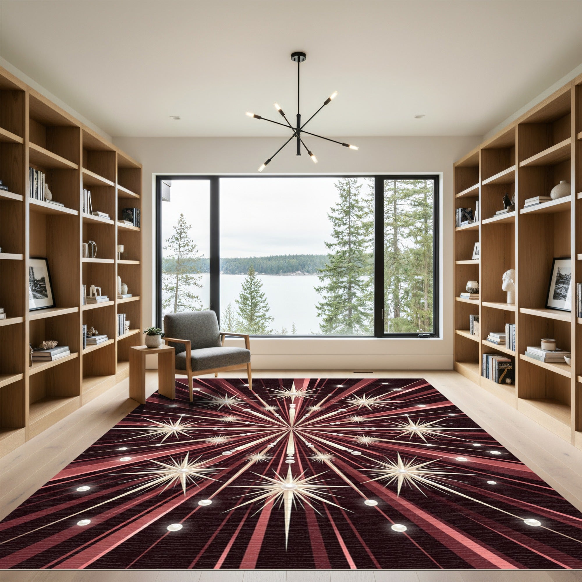 Crimson Starburst Radiant Pearl Radiance Rug