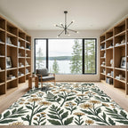 Cream Floral Daisy Botanical Meadow Rug