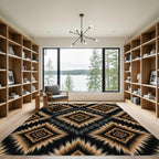 Gold Abstract Geometric Diamond Tribal Rug