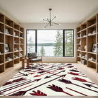 Geometric Crimson Arrow Composition Rug