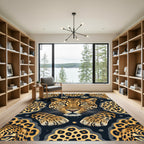 Jungle Leopard Face Dark Gray Accent Rug