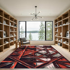 Crimson Industrial Scaffolding Abstraction Rug