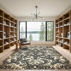 Elaborate Gray Scrollwork Floral Rug