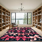 Playful Pink Bows on Black Rug