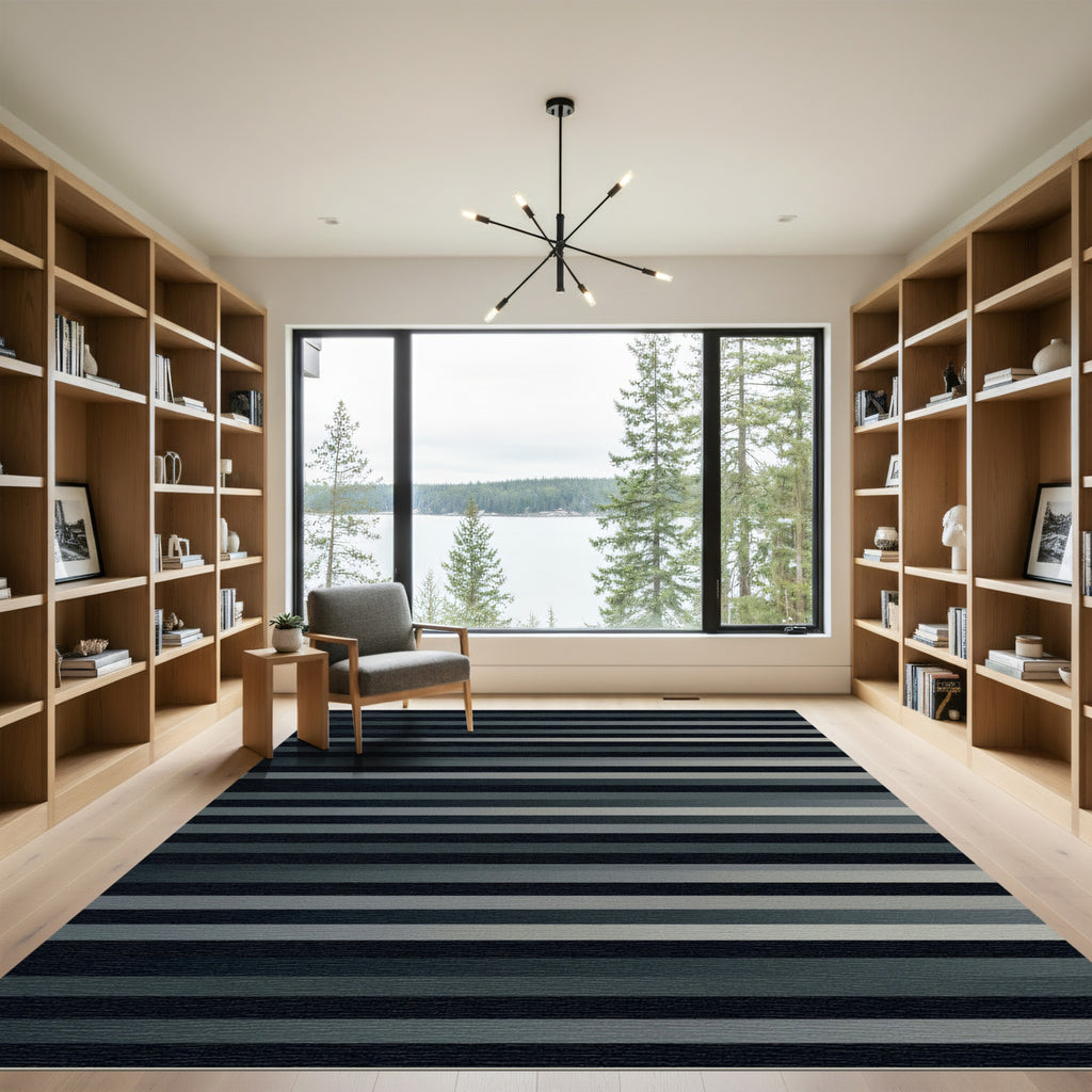 Minimalist Monochrome Linear Gradient Striped Rug