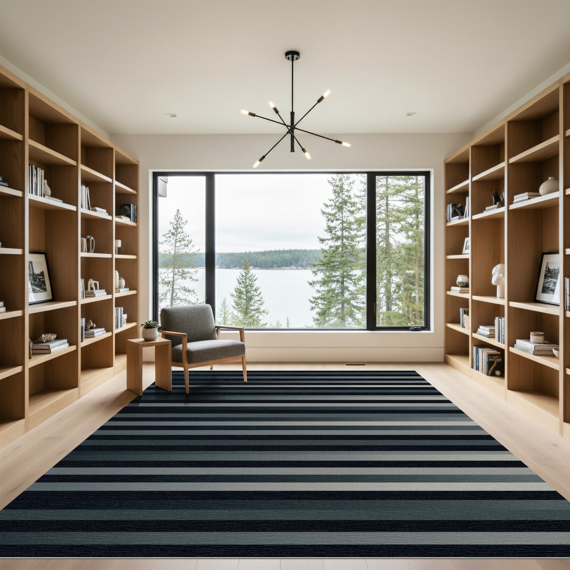 Minimalist Monochrome Linear Gradient Striped Rug