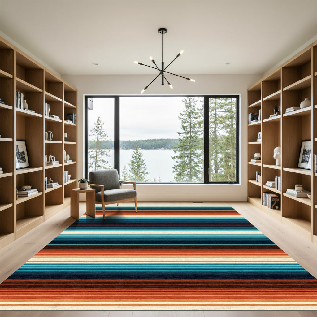 Southwestern Sunset Striped Earthy Tones Rug