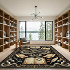 Occult Serpent Gold and Black Art Rug