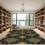 Golden Sun Radiance Onyx Dark Damask Rug