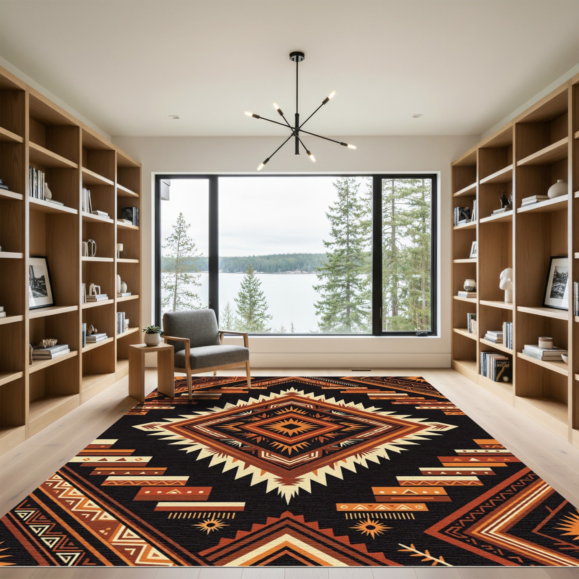 Earthy Southwest Diamond Terracotta Geometric Rug