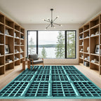 Teal Grid Bars Rug