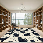 Celestial Black Cat Star Constellation Rug