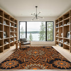 Orange Starburst Mandala Repeating Pattern Rug