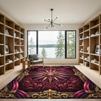 Opulent Crimson Gold Radiant Star Tapestry Rug