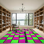 Neon Splatter Lime and Raspberry Cubes Rug
