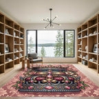 Rose Gold Crown Jeweled Floral Medallion Rug