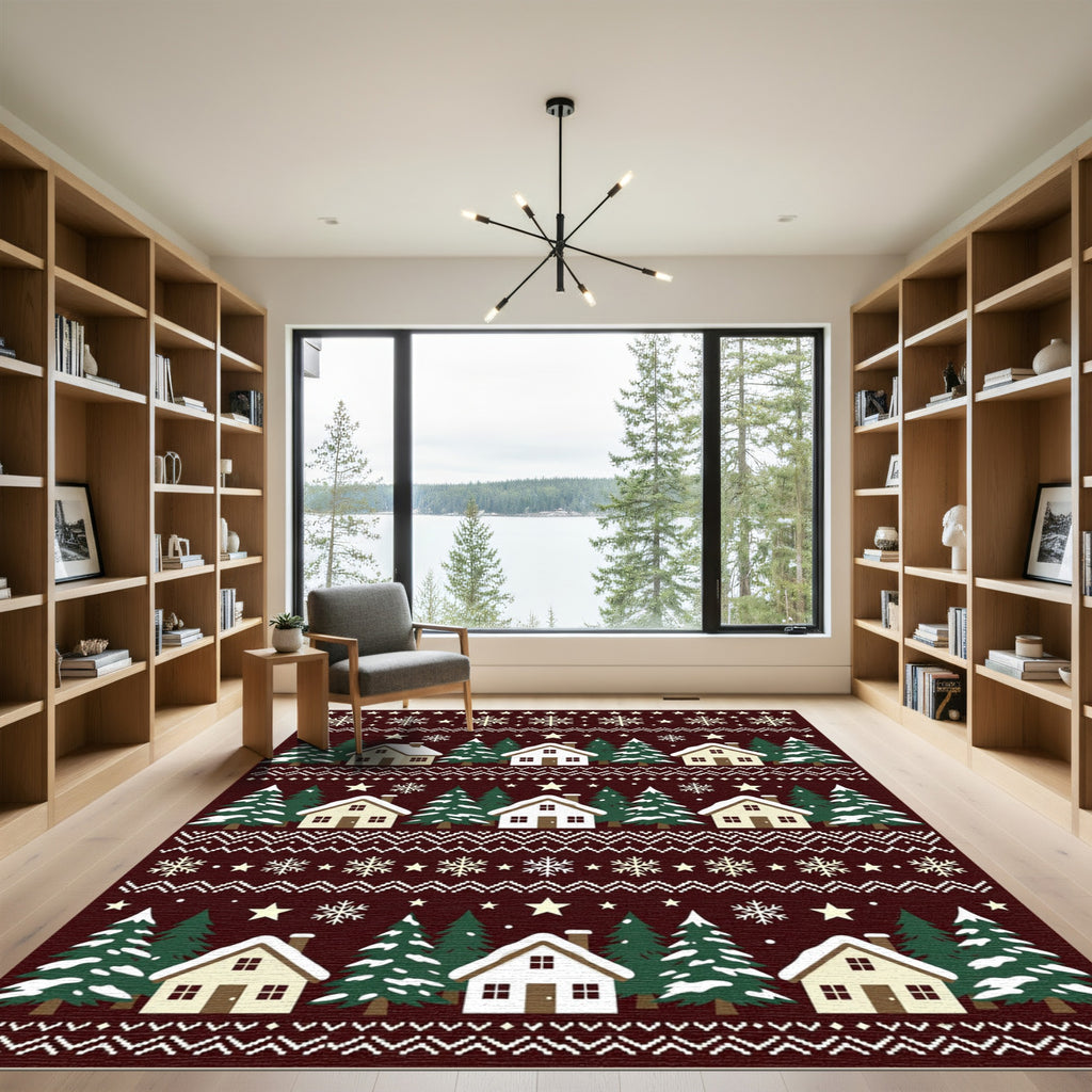 Winter Village Snowflake Christmas Sweater Rug