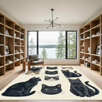 Captivating Charcoal and Brown Feline Faces Rug