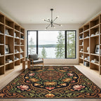 Elegant Golden Lotus Floral Medallion Rug
