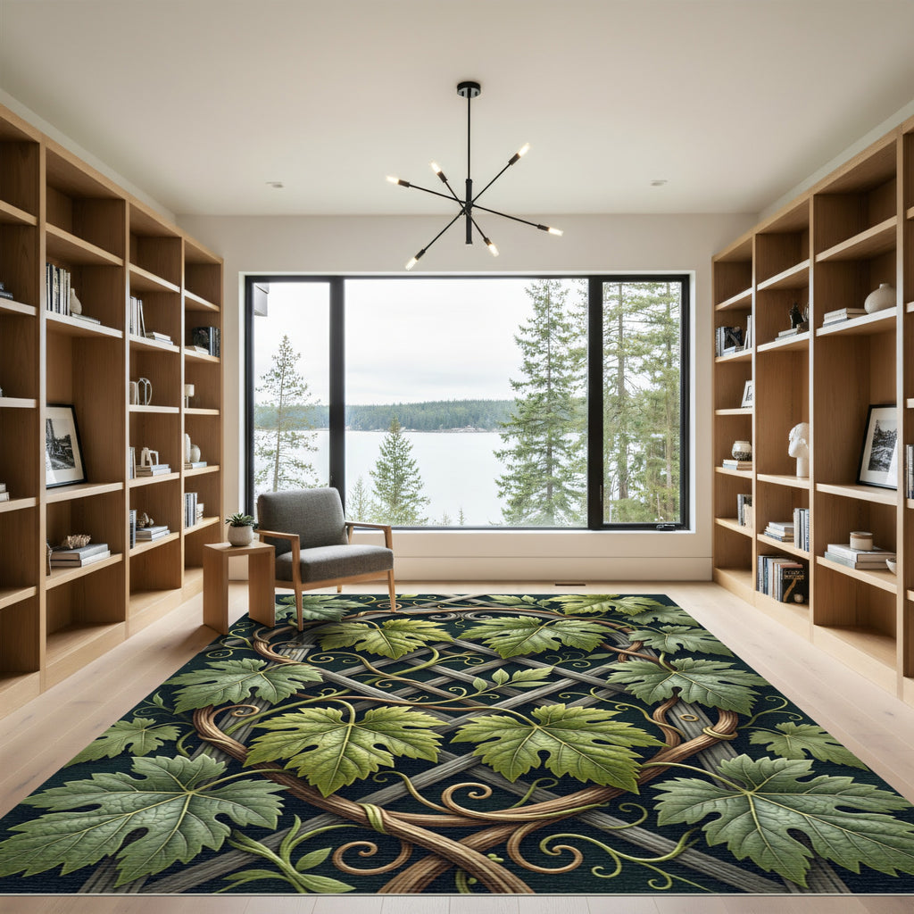 Green Climbing Vine Lattice Rug