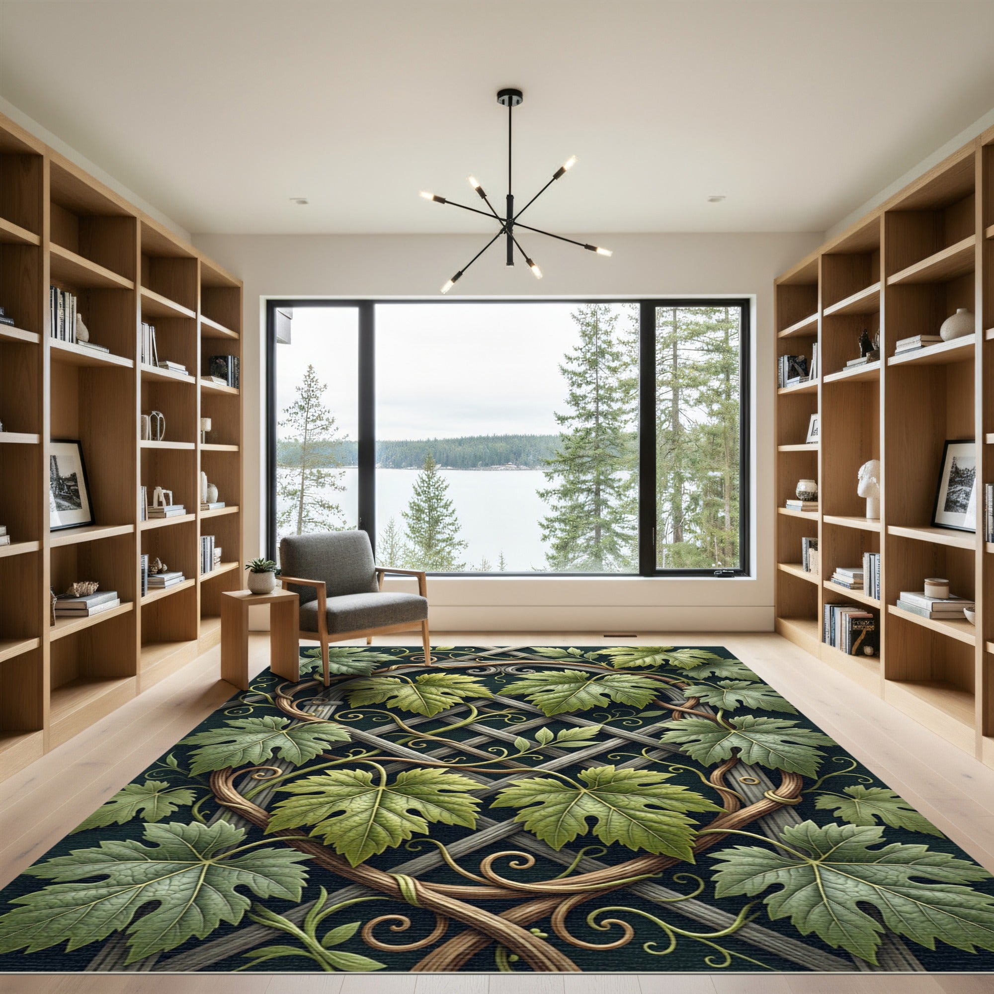 Green Climbing Vine Lattice Rug