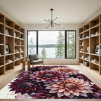 Rich Burgundy Peach Dahlia Bouquet Rug